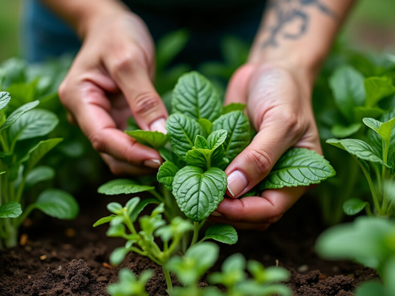 Harvesting Fresh Herbs and Leafy Greens from a Garden